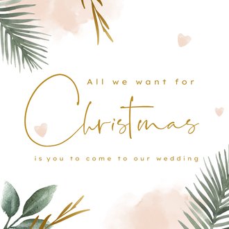 Kerst Save the Date kaart met groene takjes en | Kaartje2go